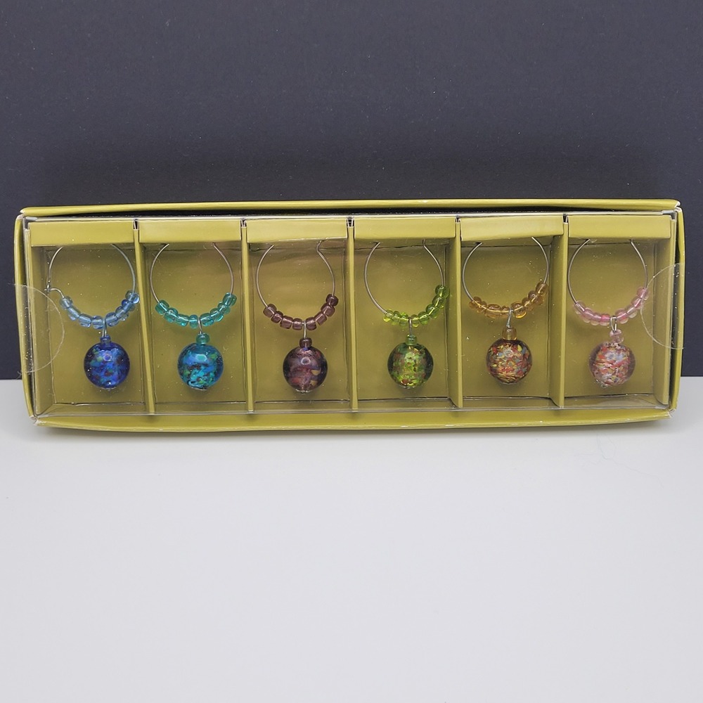 Pier 1 Imports Beaded Wine Glass Charms Set of 6 Multicolor 2519295‎